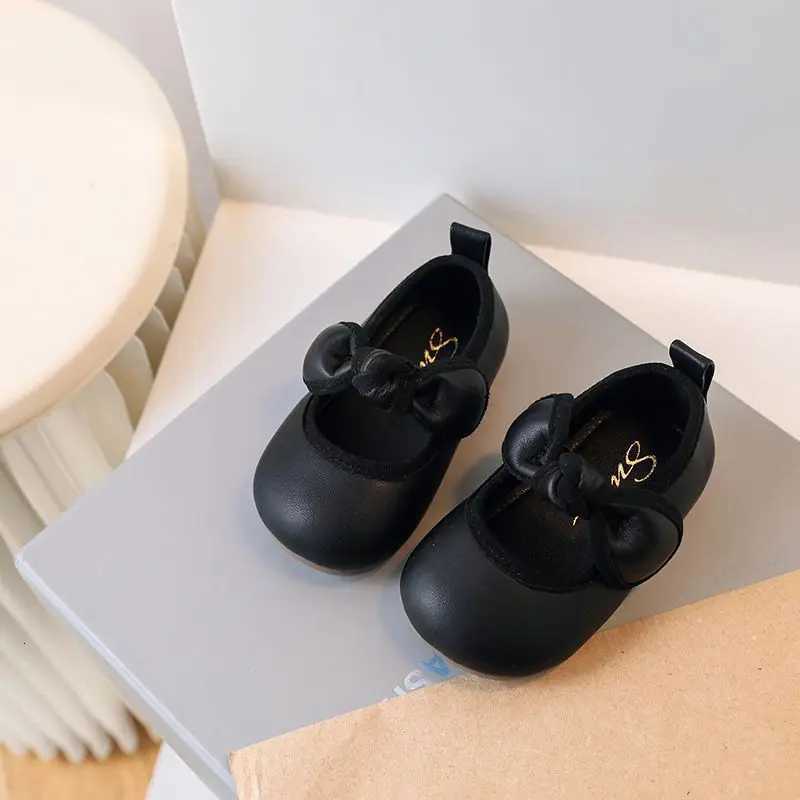 Baby Girls Walking Shoes Round Toes Nonslip Kids Flats Soft Sole 2025 New Girls Princess Shoes Solid Color Versatile Sweet BowsT251101