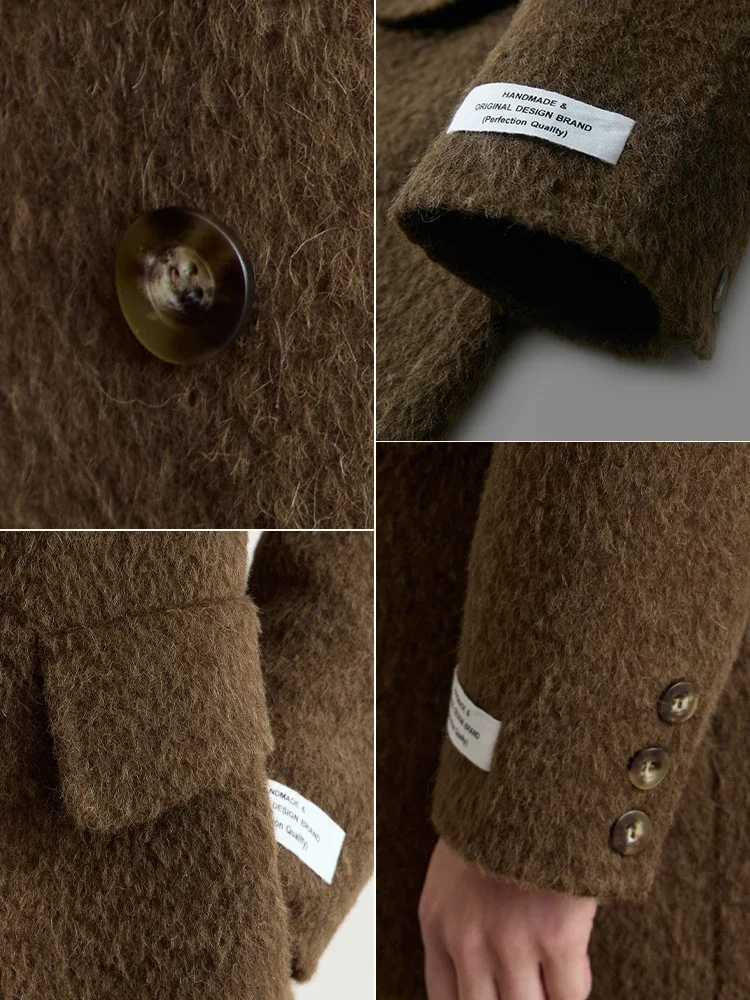 AMII Minimalism Alpaca Wool Coat for Women Classic Double Breasted 2025 Winter Double side Woolen Jacket Long Overcoat 12444126T251101