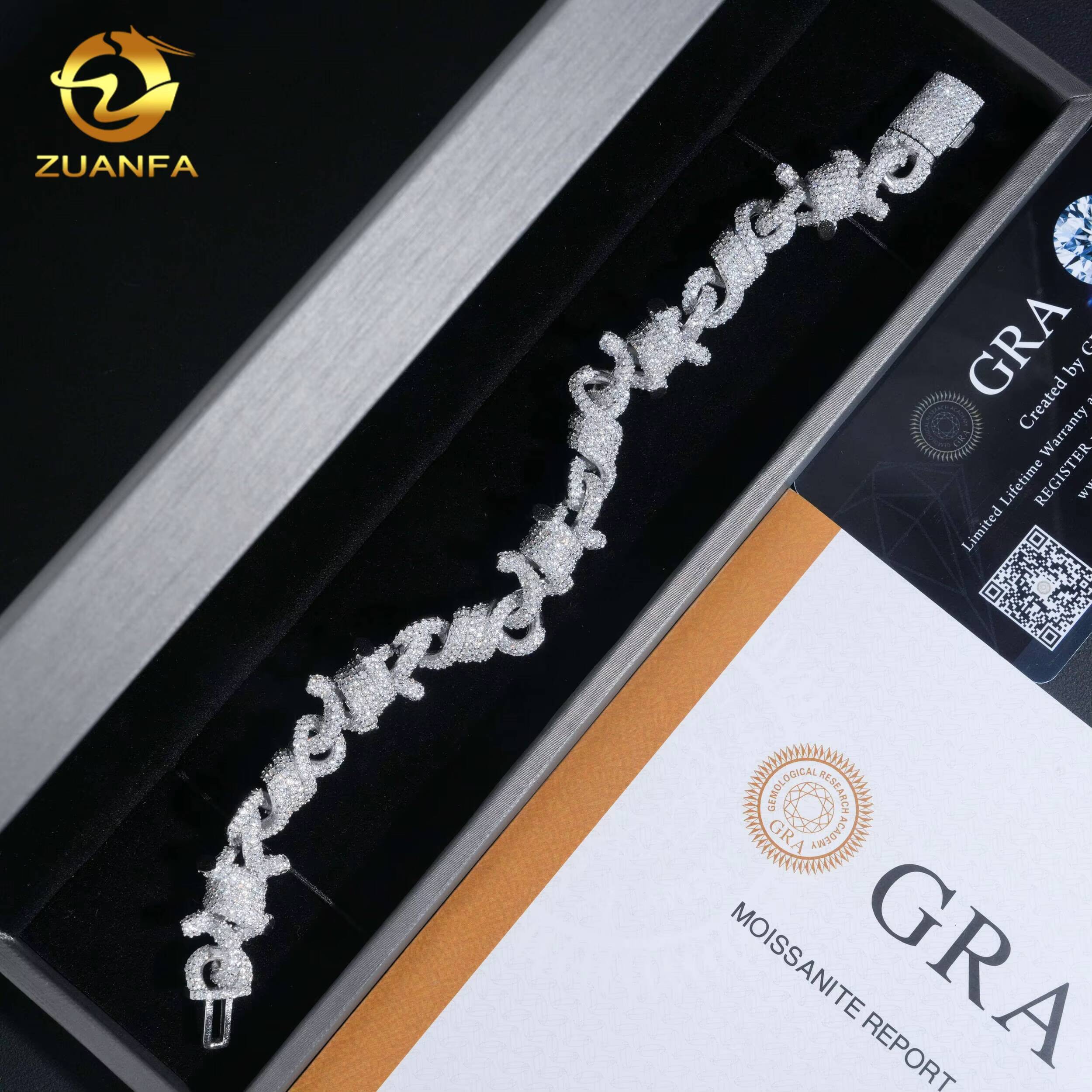 New Design 15mm 3d Wire Moissanite Bracelet Cuban Link Chain Moissanite Cuban Chain Moissanite Cuban Link Bracelet