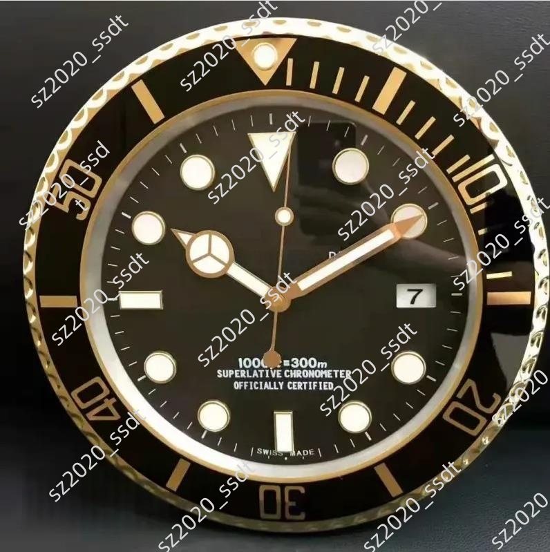 Metal home decoration wall clock luxurious modern design quartz large wall watch stainless steel date night light silent