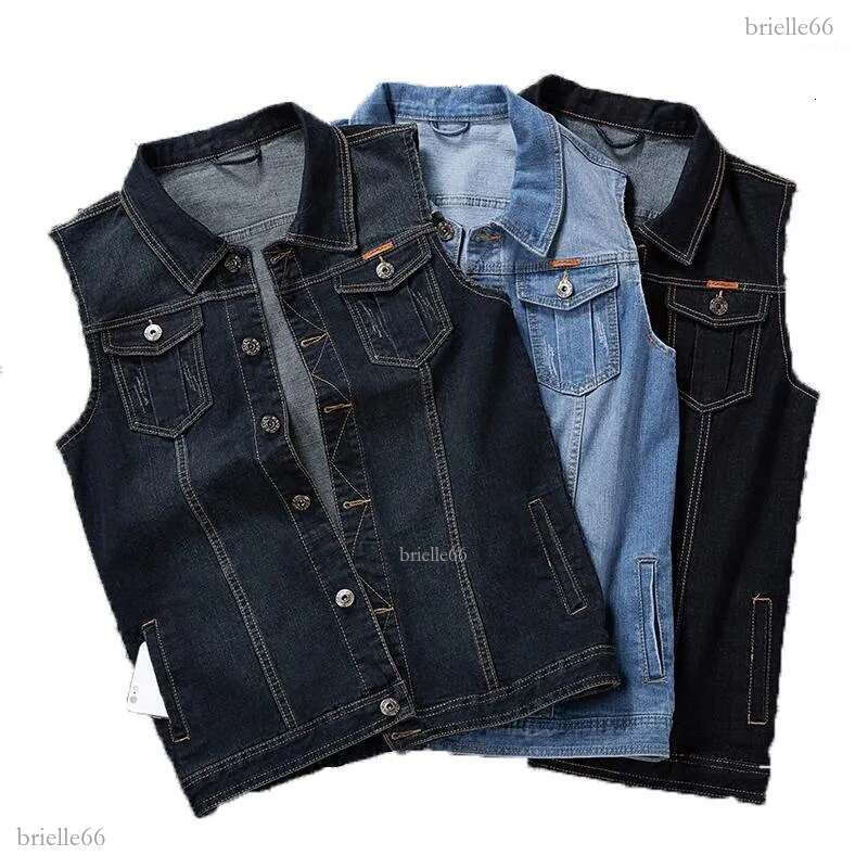 Plus Size 8XL 7XL 6XL 5XL Cotton Jeans Sleeveless Jacket Vest Men Denim Jeans Vest Male Cowboy Outdoors Waistcoat Mens Jackets1