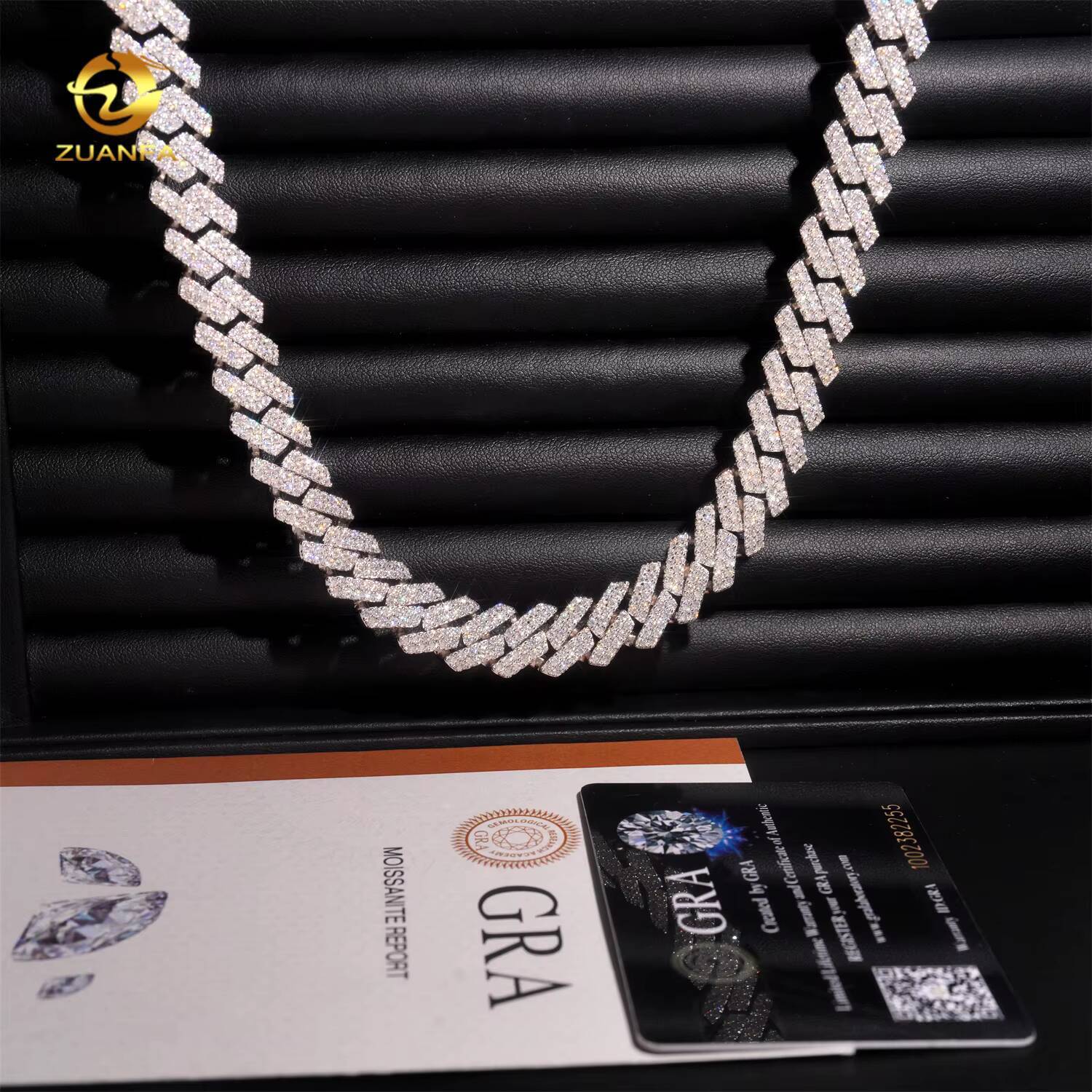 Instock 13mm 2 Row Cuban Link Moissanite Hip Hop Jewelry 925 Silver Iced Out Cuban Link Chain Moissanite Pass Diamond Tester
