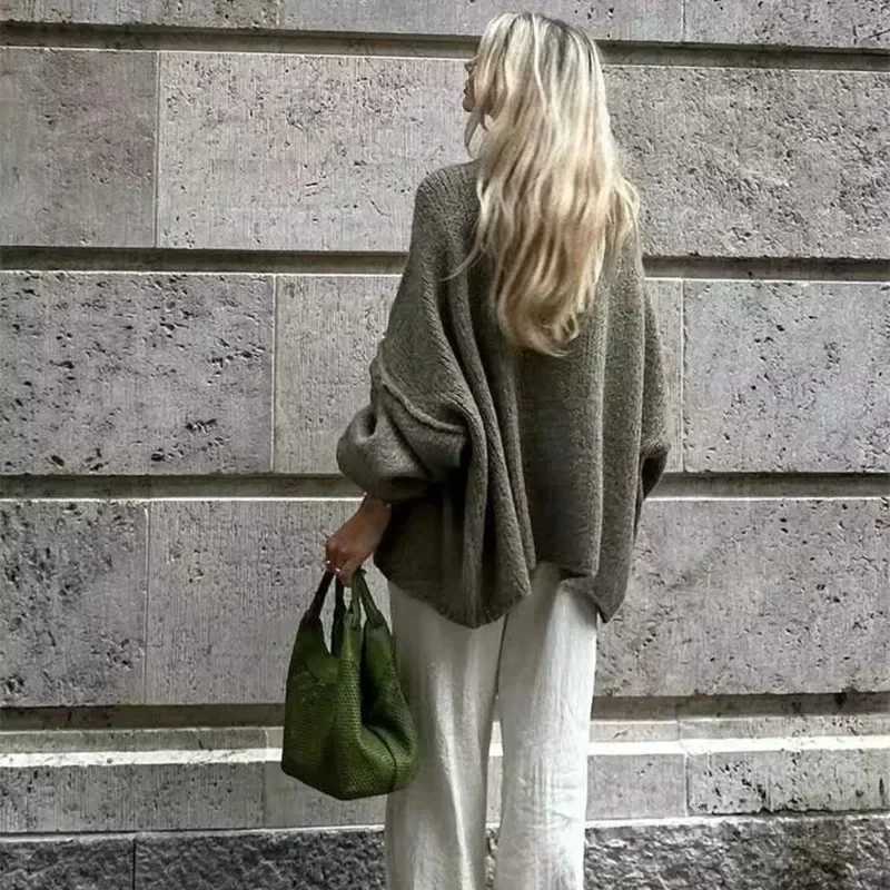 Womens Loose Sweater Cardigan Winter Solid Casual Single Breasted Long Sleeve Knitted Jacket O Neck Warm CardiganT251101