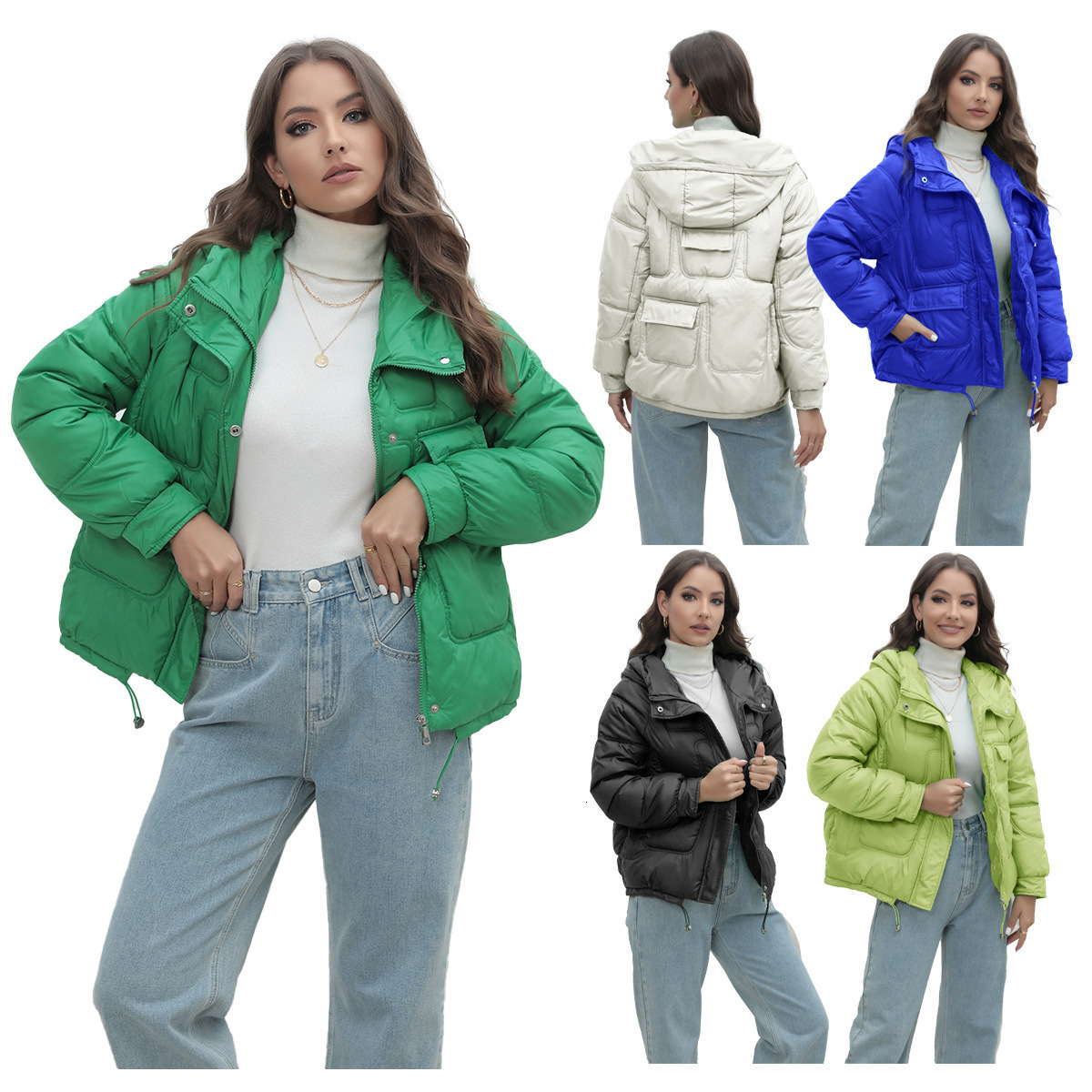 Women Outwear Jacket Female winter thick cotton-padded jacket burst bright collar cotton-padded jacket Fashion Soft Parka 201026