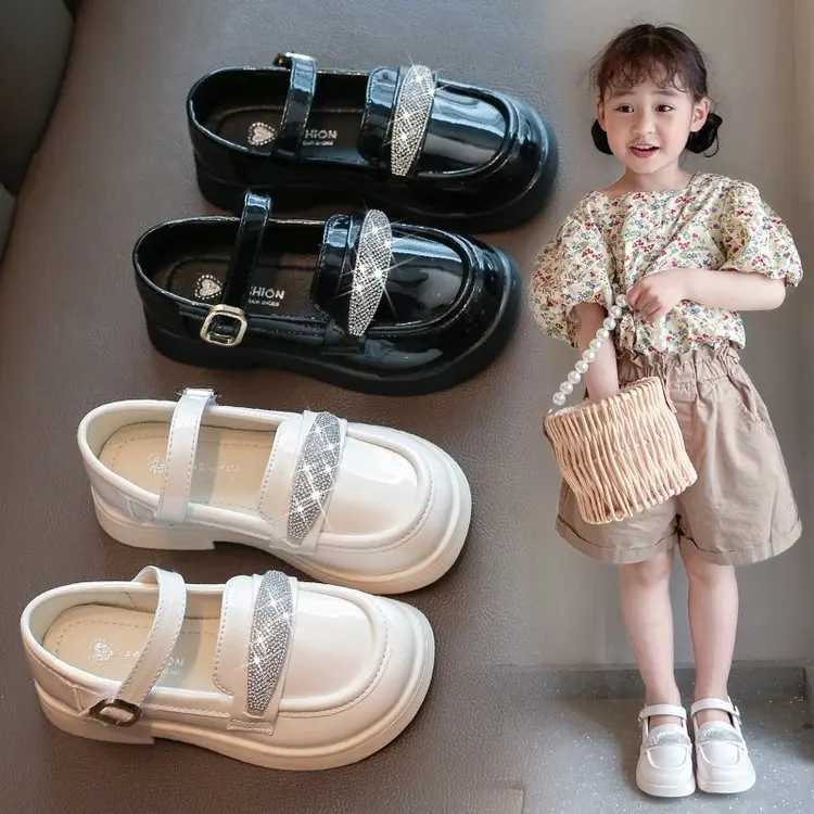 Genuine leather girls black little leather shoes 2025 new soft soled British style princess shoes for student performancesT251101