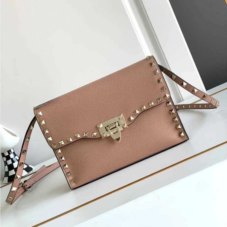 2025 Free Shipping New Designer Bag Light Luxury Fashion Rivet Crossbody Bag Women's Genuine Leather Single Women's Handbag Shoulder Crossbo