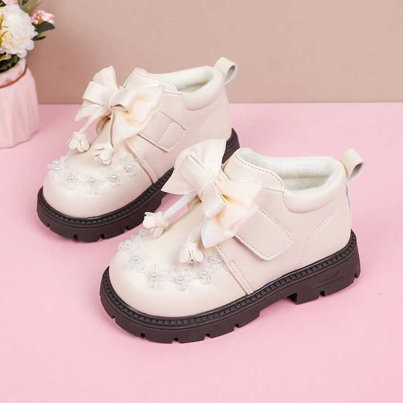 Kids Princess Flat Shoes with Big Bowknots Girls Leather Shoes Korean Style 2025 Winter New Children Casual Fashion Shoes SoftT251101