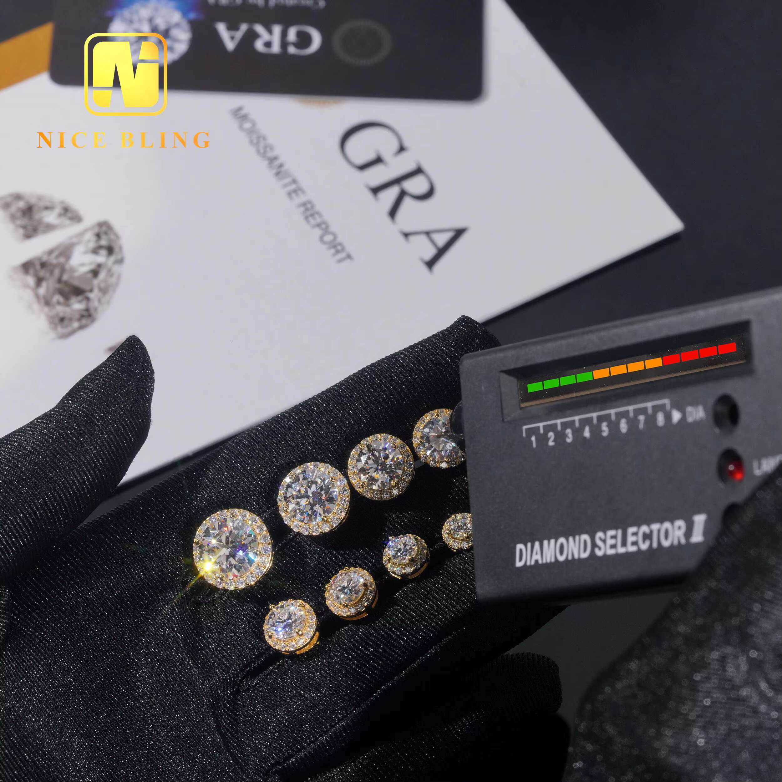 Bezel Setting Ear Studs 10mm Classical Hip Hop Jewelry 925 Sterling Silver VVS Moissanite Stud Earrings for Women - view 4