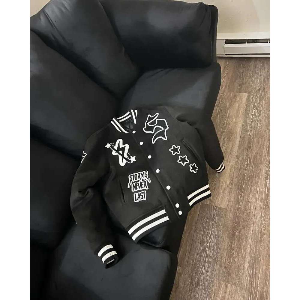 Baseball Jacket Storm Gothic Embroidery Oversized Motorcycle Baseball Uniform Men's Y2k American New Trend Haruku Hip-Hop Joker Jacket Coat
