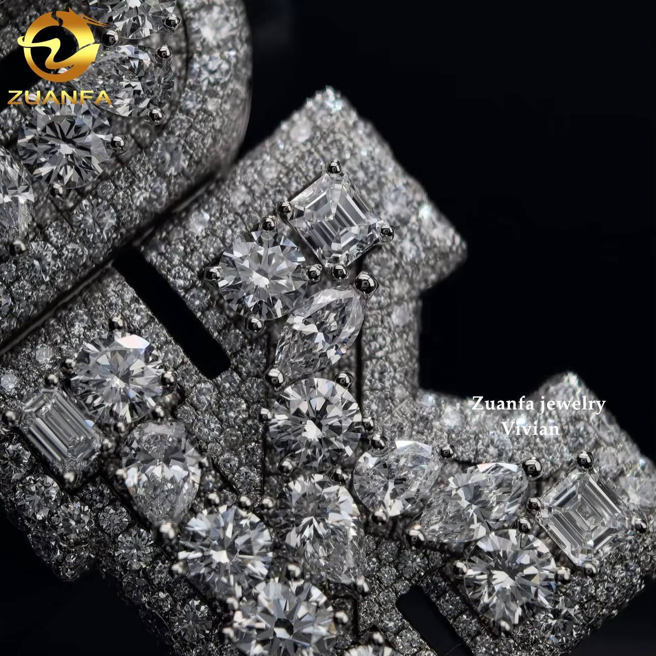 Custom Hip Hop VVS Moissanite Pendant Luxury 925 Fine Jewelry with Iced Out Fashion Moissanite Letter Pendant