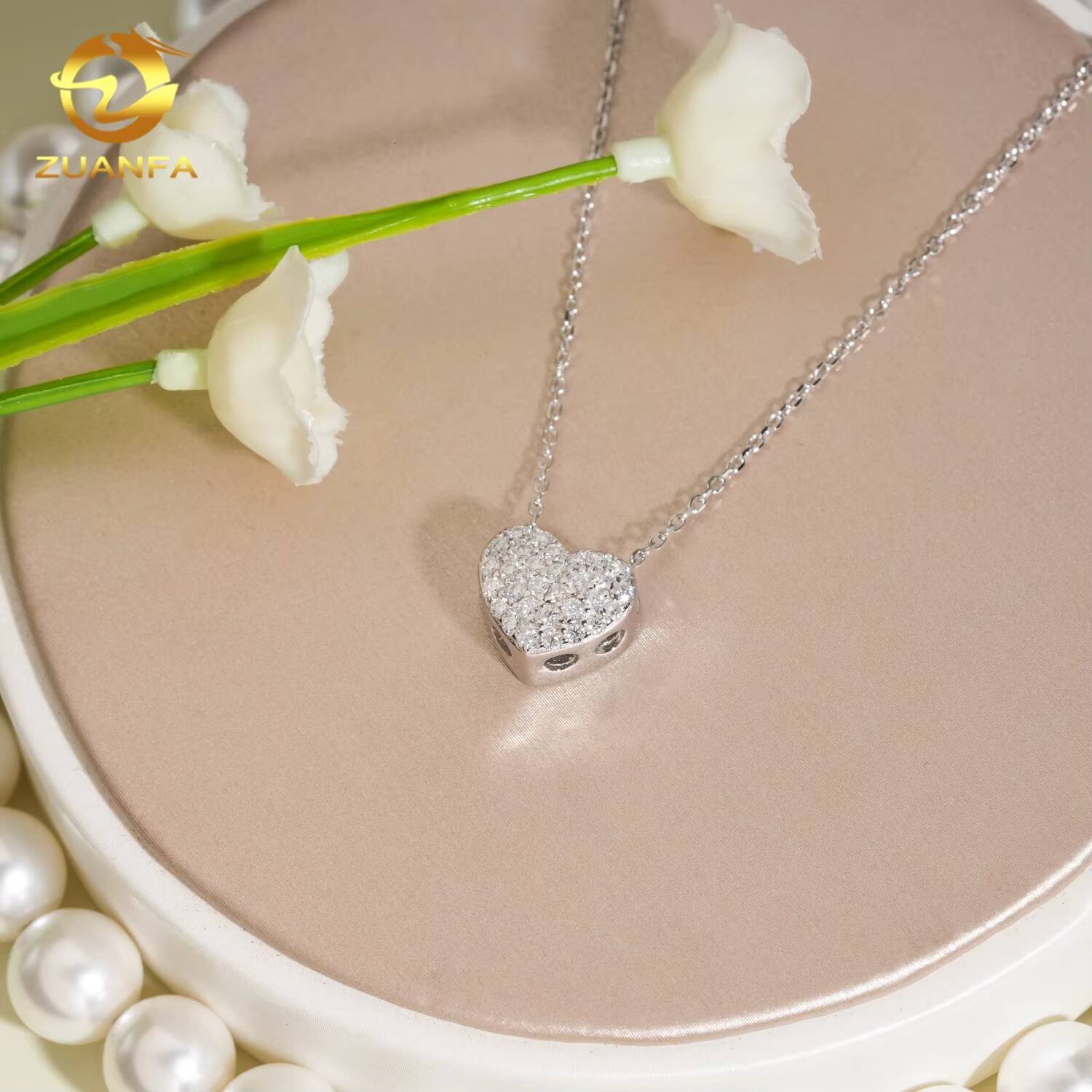Fashion Women Moissanite Necklace 925 Silver Gift Anniversary Charm Heart Pendant Necklace Pass Diamond Test Ready to Ship