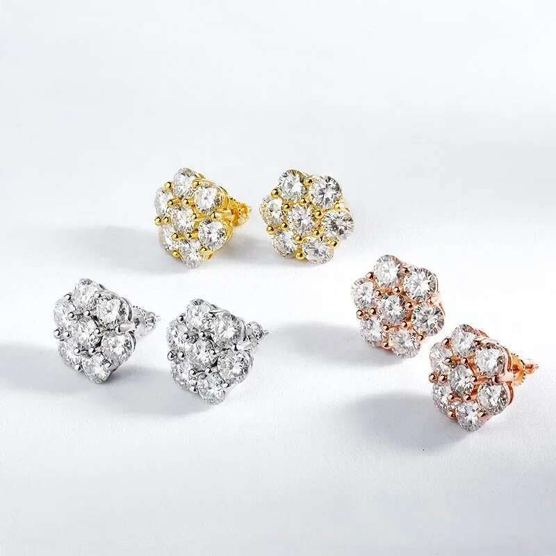 7cttw Full Moissanite Earrings Sterg Sier wer Shape Dia D Color VVS1 Ear Studs Wedding Jewelry Gifts Certificate