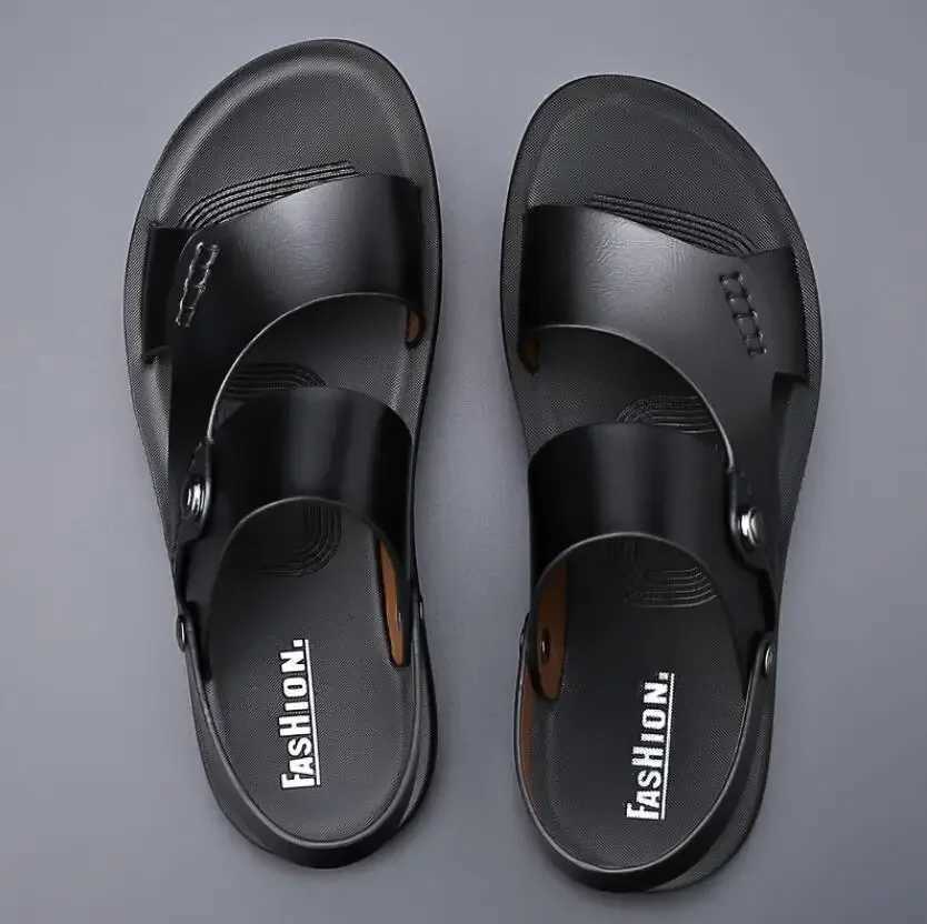 2025 Summer New Mens Fashion Leather Sandals Denim Leather Casual Mens Cool Beach Shoes Z250401