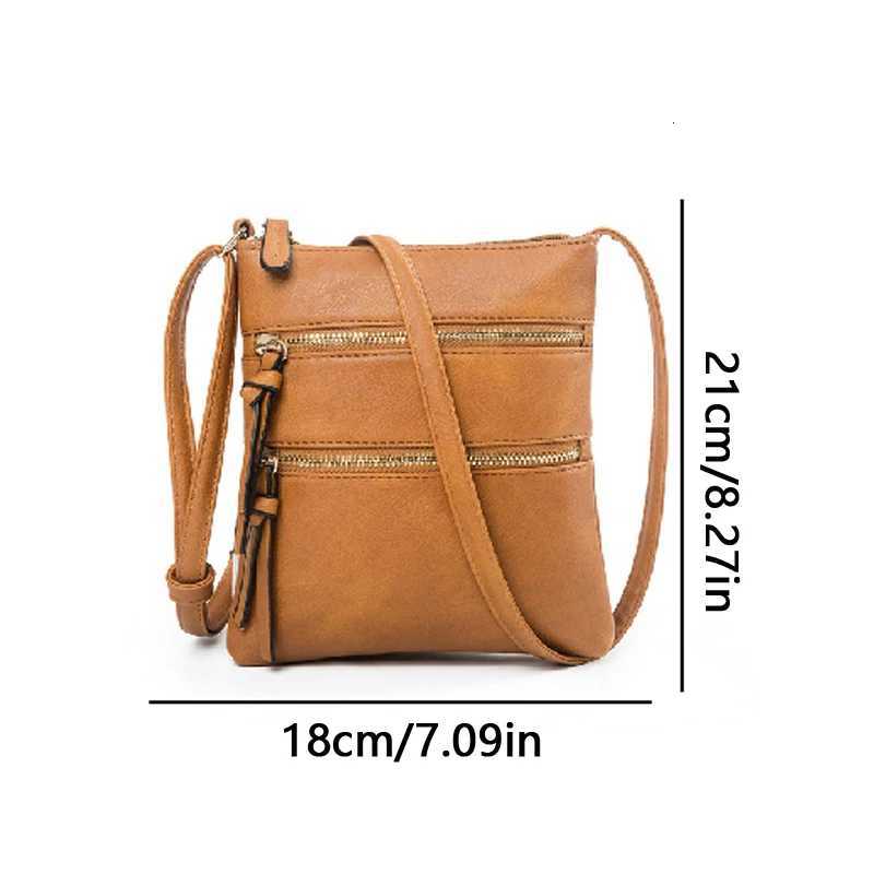 Ladies Crossbody PU Leather Leisure Pure Color Multifunctional Pocket Double Zipper Vertical Womens Bag Shoulder BagW251101