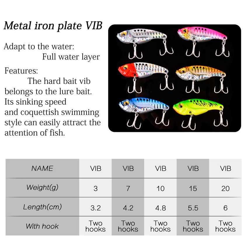 6pc/lot 7/10/15/20G Hard Metal Vib Blade Lure Sinking Vibration Fishing Lures Baits Artificial Vibe for Bass Pike Perch Fishing Z250411