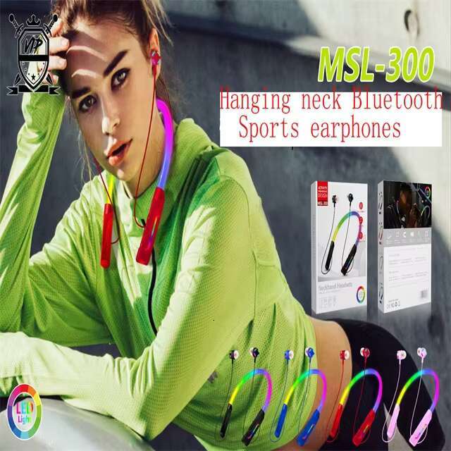Colorful Luminous Hanging Neck Band Sport Music Gaming Wireless Earphone Light E-Commerce Neckband Headset Rgb Flash Headphone