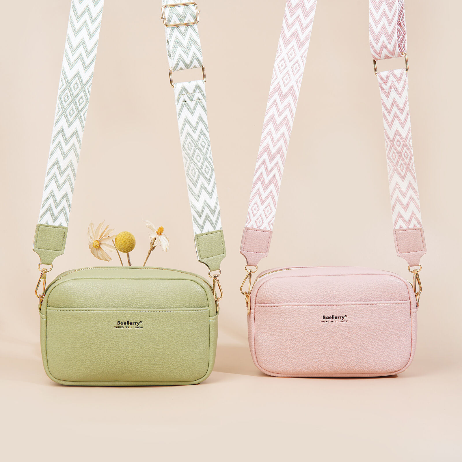 Crossbody Bag for Women PU Leather Cell Phone Pouch Small Shoulder Messenger Bag With Wide Guitar Strap