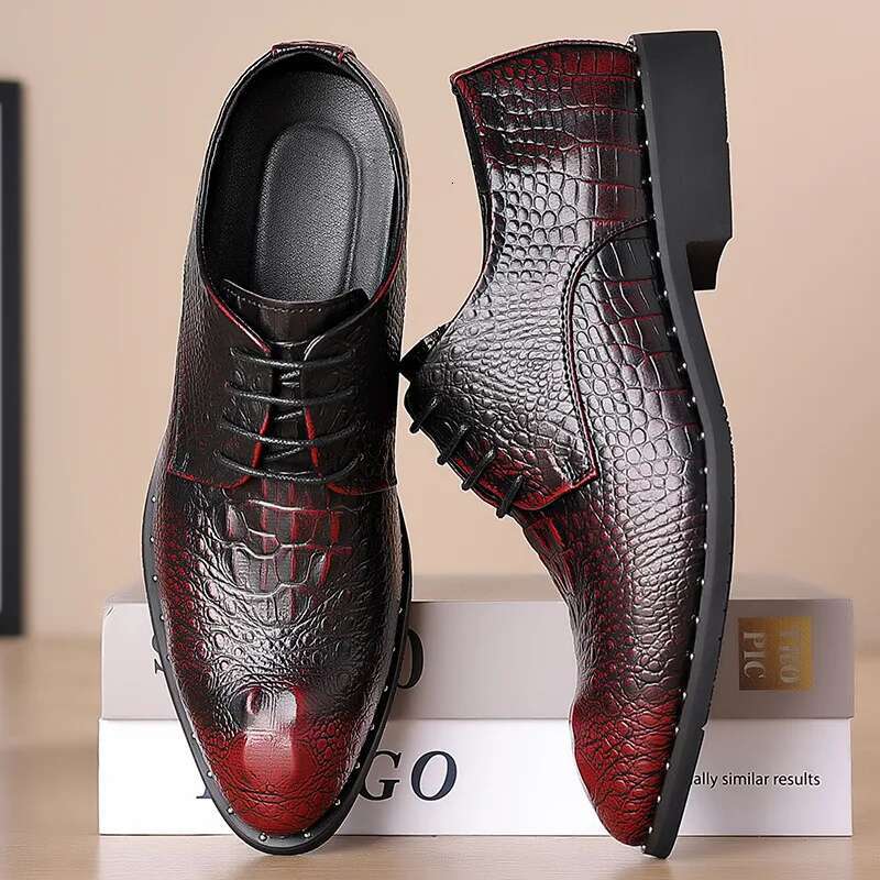 Genuine Leather Crocodile Skin Men's Dress Lace-Up Wedding Party Shoe Business Office Men Oxfords Shoes