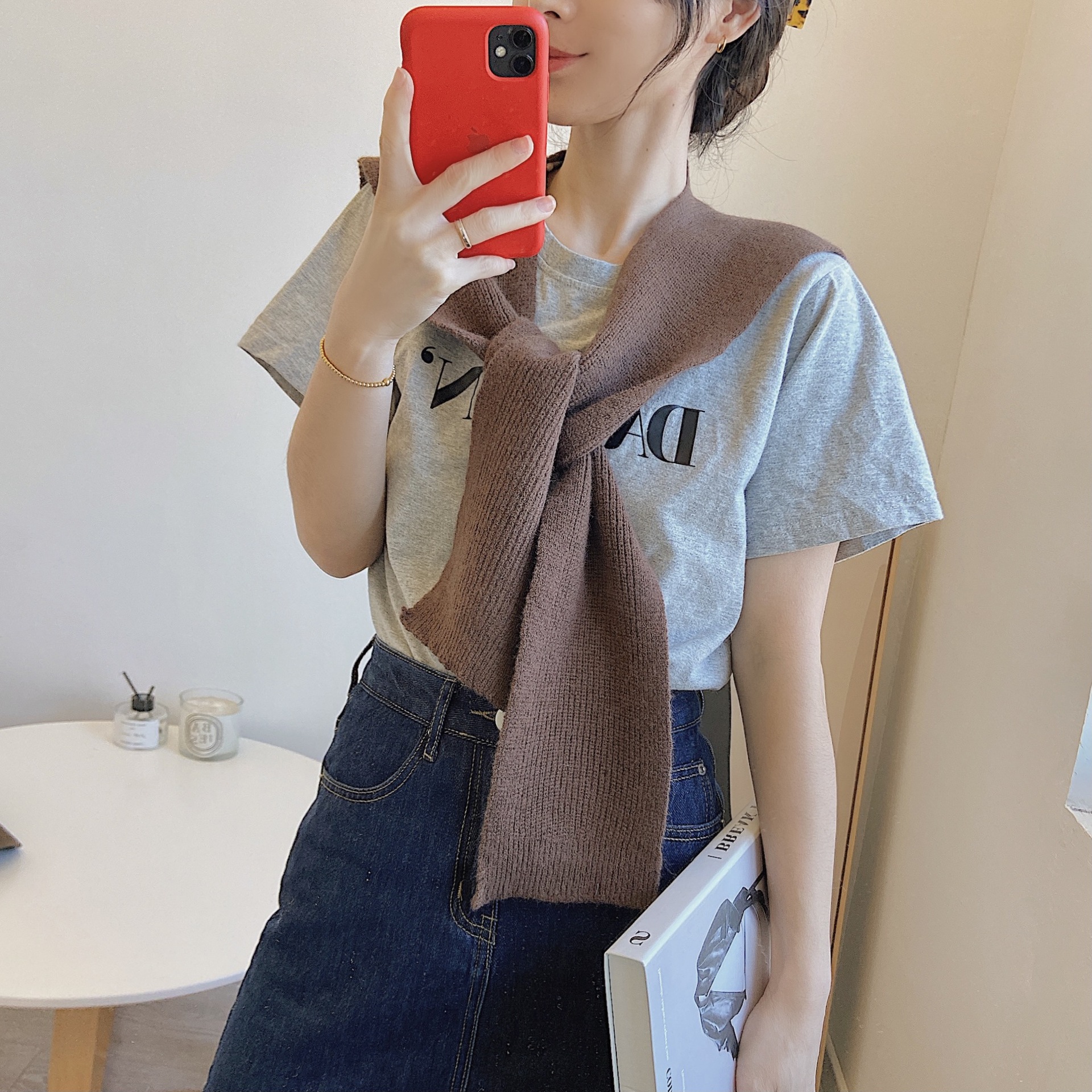 K281 New knitted shawl spring and autumn female net red cross cape small shawl outer wear high-end wool scarf 2025 false collar