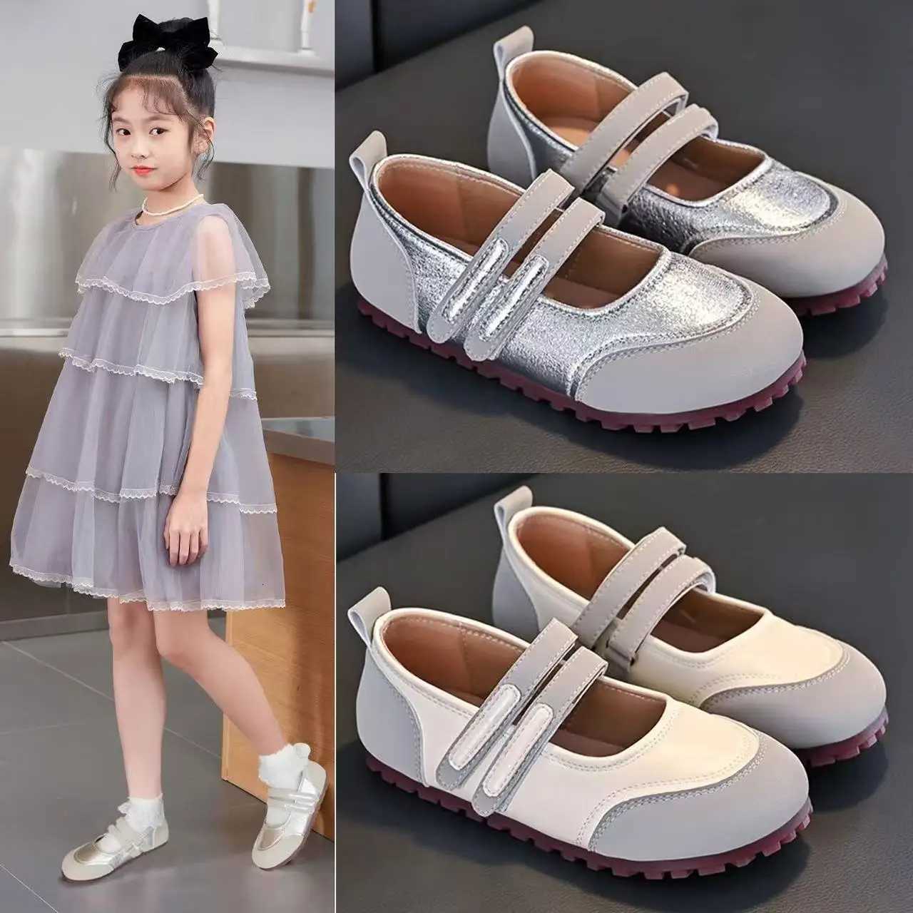 2025 New Girls Mary Jane Shoes Spring Autumn Patchwork Children Leather Shoes Soft Bottom Causal Kids School Flat Shoes ElegantT251101