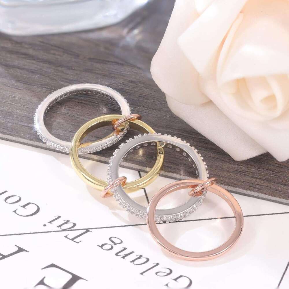 Plated Stackable for Women 4-Piece Non Tarnish Rings with CZ Cubic Zirconia Sterg Sier & Rose Gold Elegant and Versatile Jewelry Gift