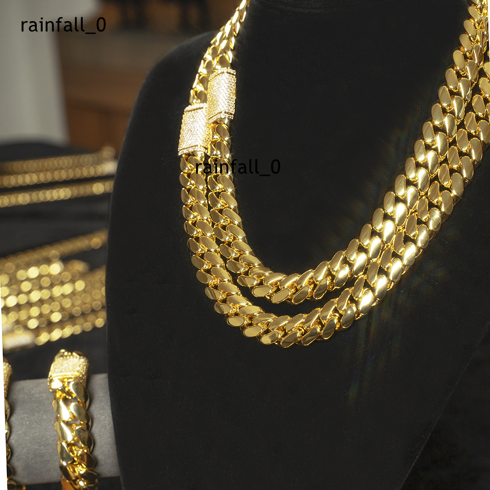 925 Sterling Silver Mens Double Sided Cuban Link Chain VVS Moissanite Bracelets and Bangles Gold Miami Cuban Chain Necklace