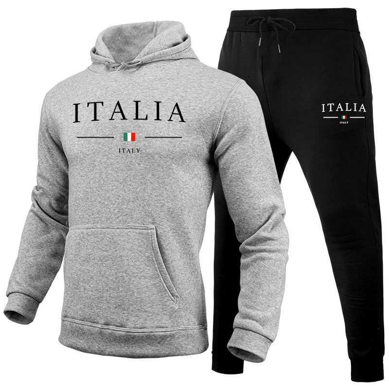 Italy Fashion Mens Sportswear 2pcs Set HoodiesSweatpants High Quality Male Daily Casual Sports Jogging Suit Winter Gym OutfitsT251101
