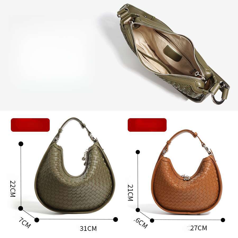 Single Cross Shoulder Crescent Bag Large Capacity Commuter Hand Woven Underarm Handbag Women's 2025 New Casual Versatile Fashion Clothing