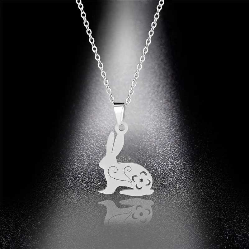 Trendy Baby Rabbit Pendant Necklace Women Girl Stainless Steel Bunny Head Charm Pendant Necklaces Fashion Lovely Animal JewelryC250407