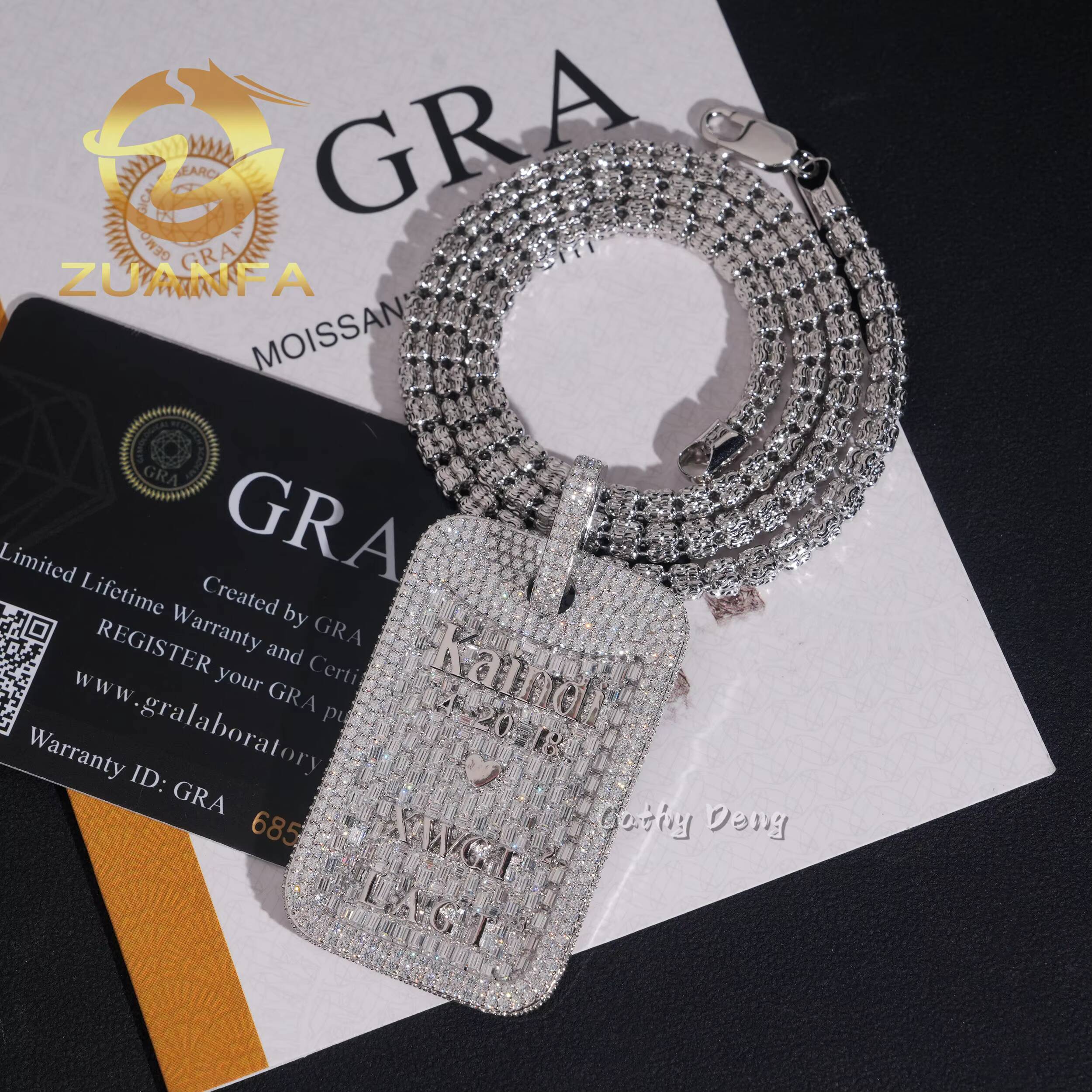 Hip Hop Pendant Moissanite Hip Hop Jewelry Iced Out Dog Tag Pendant 925 Silver Moissanite Pendant With Letter