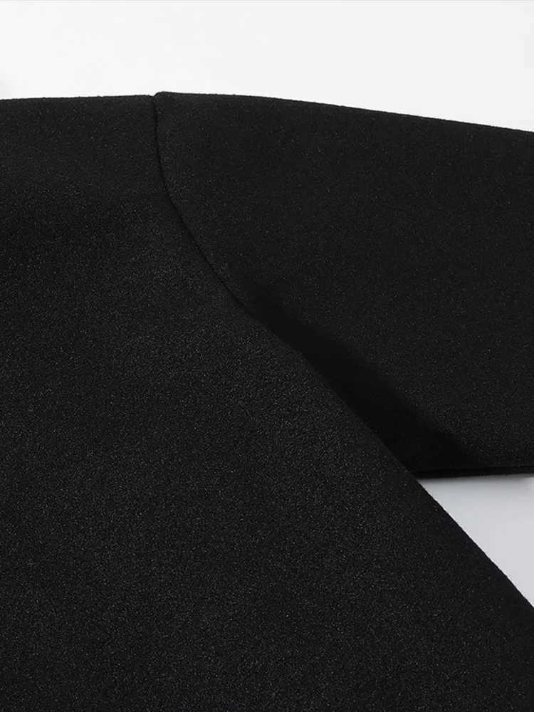 European style new womens fashion versatile temperament simple stand collar short loose woolen coatT251101