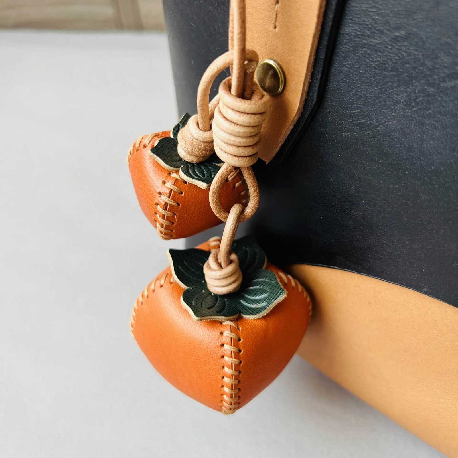 Genuine Leather Handmade Pendants Suitable for Bags Handbag BackpacksCute Leather Bag Charms Fruit Keychain AccessoriesXJ251101