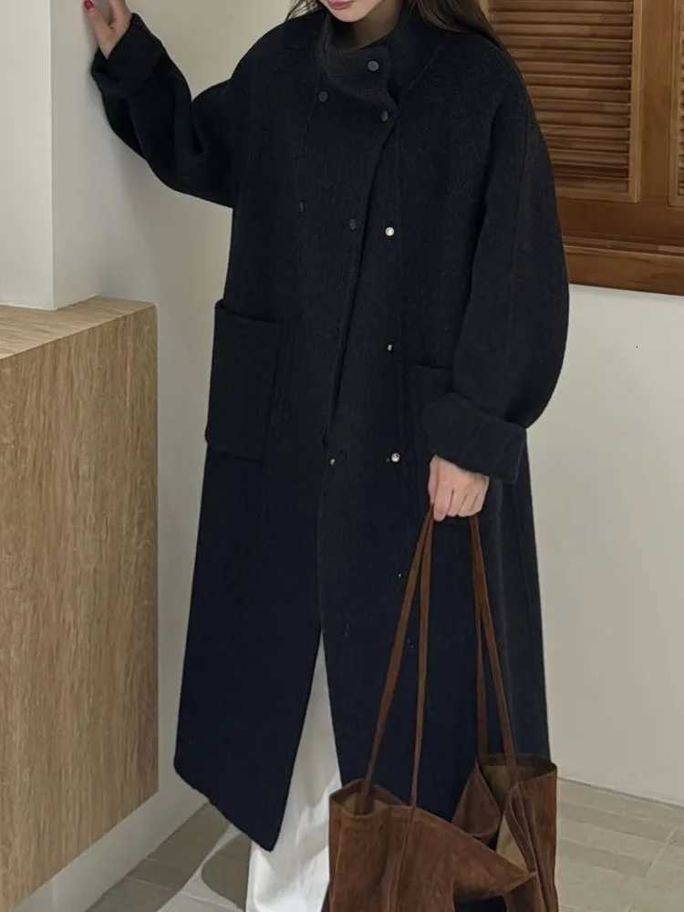 ZMEENNA Womens Mid Length Wool Blend Coat Warm Winter Outerwear Oversized Elegant Loose Fit Brown Camel ZM4432T251101