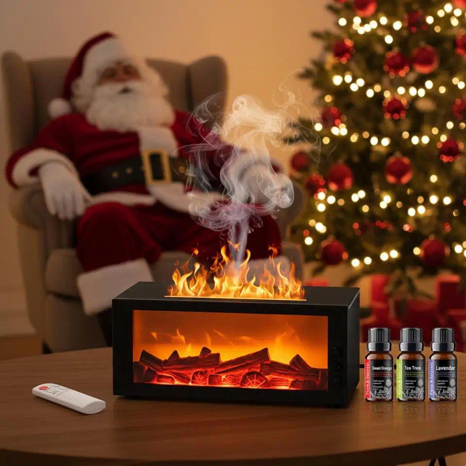 300ml Magic Flame Aromatherapy Diffuser Colorful Flickering LED + Remote Control Auto-Off Timer, Perfect Humidifier Gift for Christmas