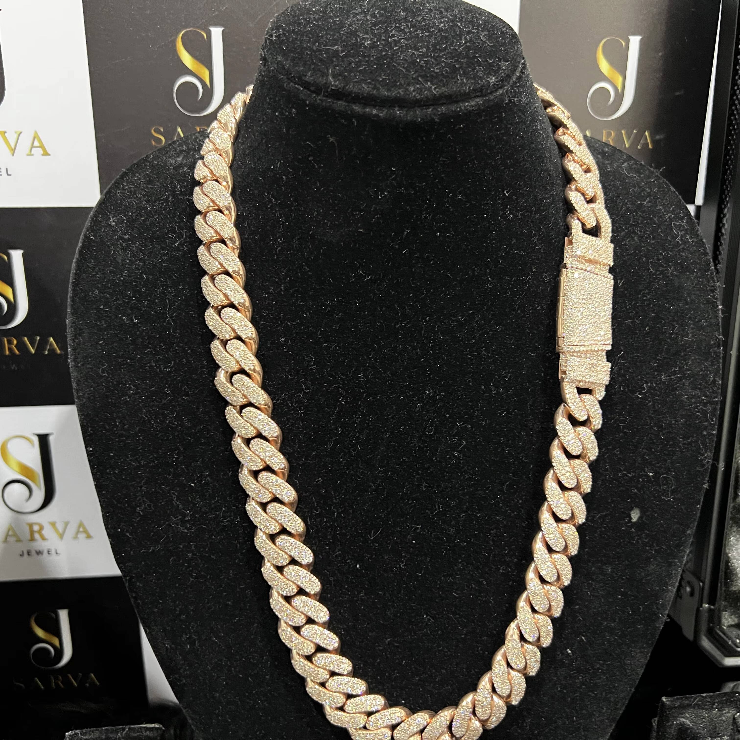 Heavy Thick Necklace Chains 20mm Big Stone Cuban Link Chain Iced Out VVS Moissanite 925 Silver Hip Hop Fine Chains Necklaces Men