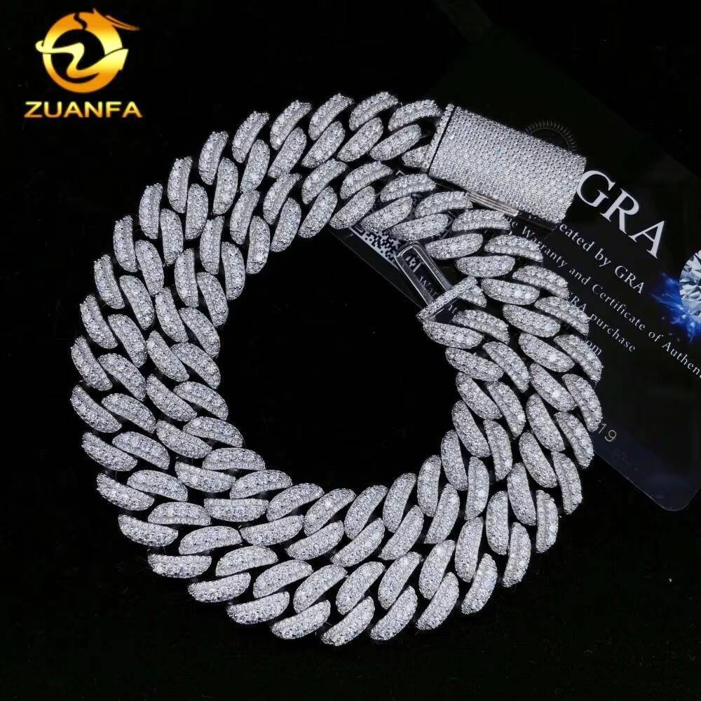Zuanfa Jewelry PROMOTION Moissanite Bracelet 13mm Cuban Link Chain Moissanite Cuban Link Bracelet Cuban Chain
