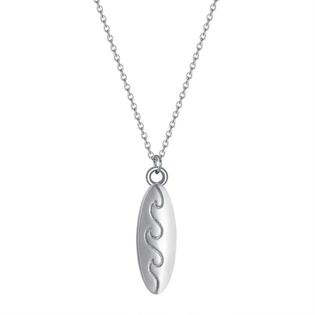Kinitial Fashion Ocean Wave Surfboard Necklace For Women Man Lovers Sharp Surfboard Shape Pendant Necklace Engagement JewelryC250407