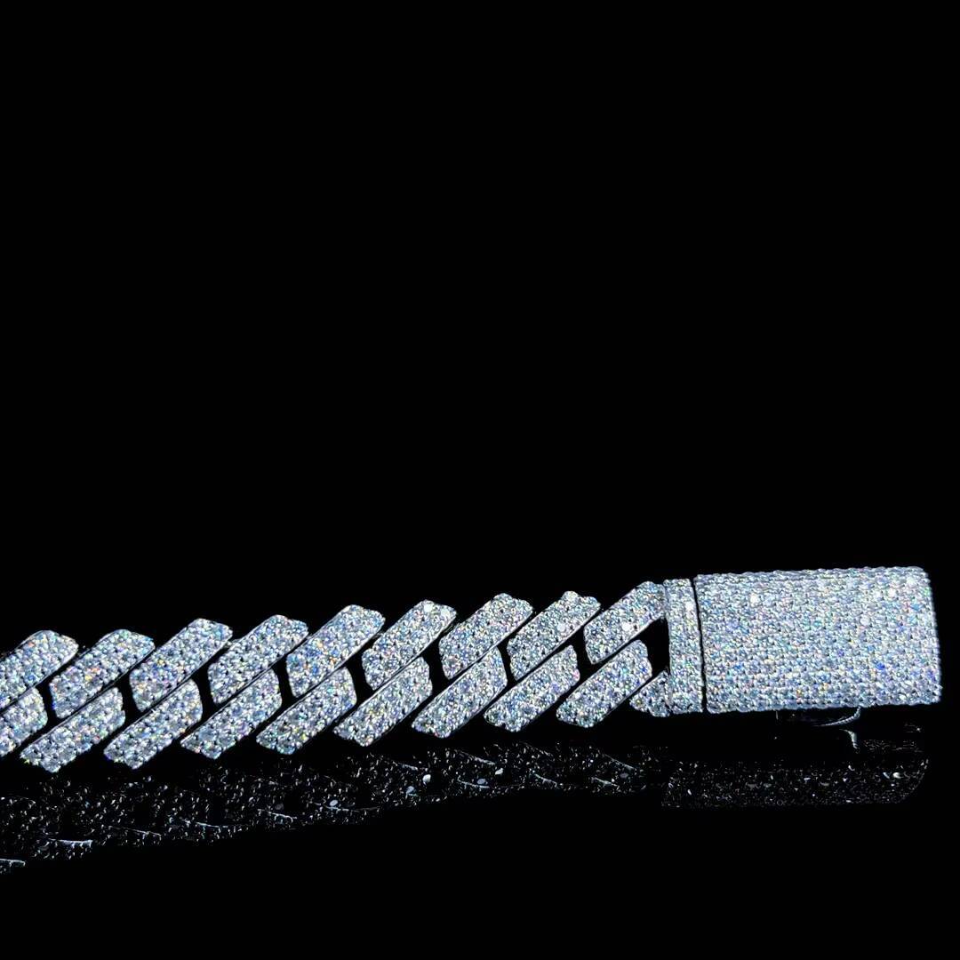 VVS Diamond 925 Sterling Silver Iced Out Cuban Link Chain Hip Hop Jewelry Gift