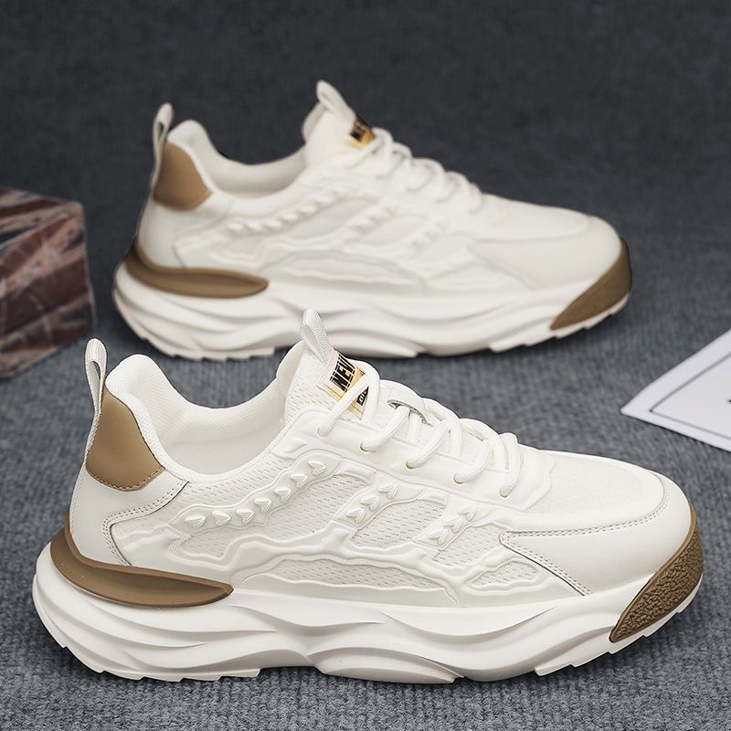 2025 Summer New Trendy Platform Mens Sneakers Height Increasing Breathable Mesh Sports Shoes Fashion Casual Athletic Shoes Black White Color Options