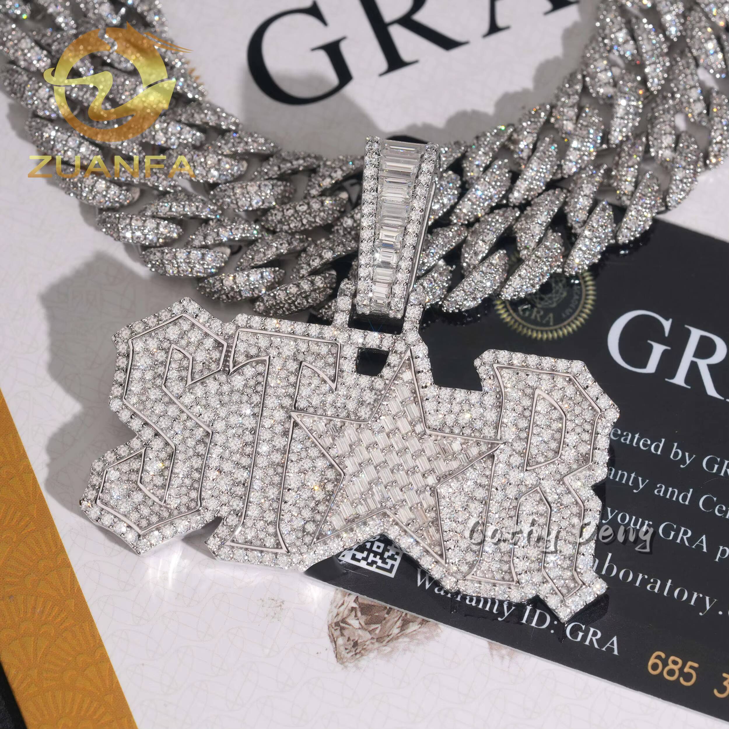 Personalized Hip Hop Jewelry Hip Hop Pendant Moissanite Sterling Silver 925 Moissanite Charm Custom Letter Pendant