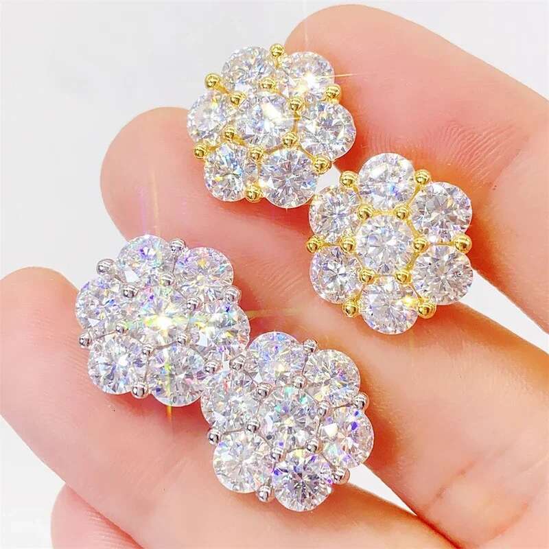 7cttw Full Moissanite Earrings Sterg Sier wer Shape Dia D Color VVS1 Ear Studs Wedding Jewelry Gifts Certificate