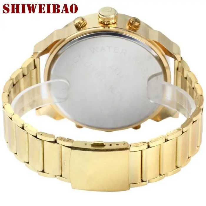 SHIWEIBAO Luxury Men Waterproof Dual Time Display Quartz Wrist with Stainless Steel Band Quartz WristesW251031