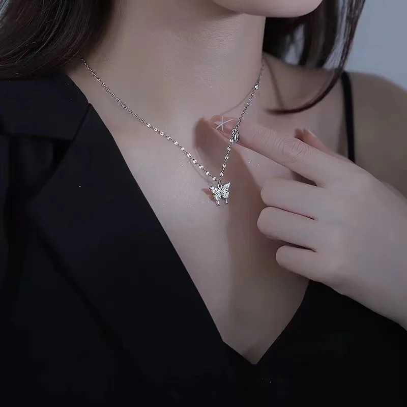 Fashion Women Crystal Zircon Pendant Necklace for Women Girl Crystal Chain Necklace Punk Party Jewelry butterfly necklaceC250407