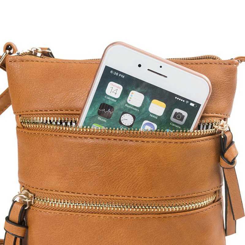 Ladies Crossbody PU Leather Leisure Pure Color Multifunctional Pocket Double Zipper Vertical Womens Bag Shoulder BagW251101