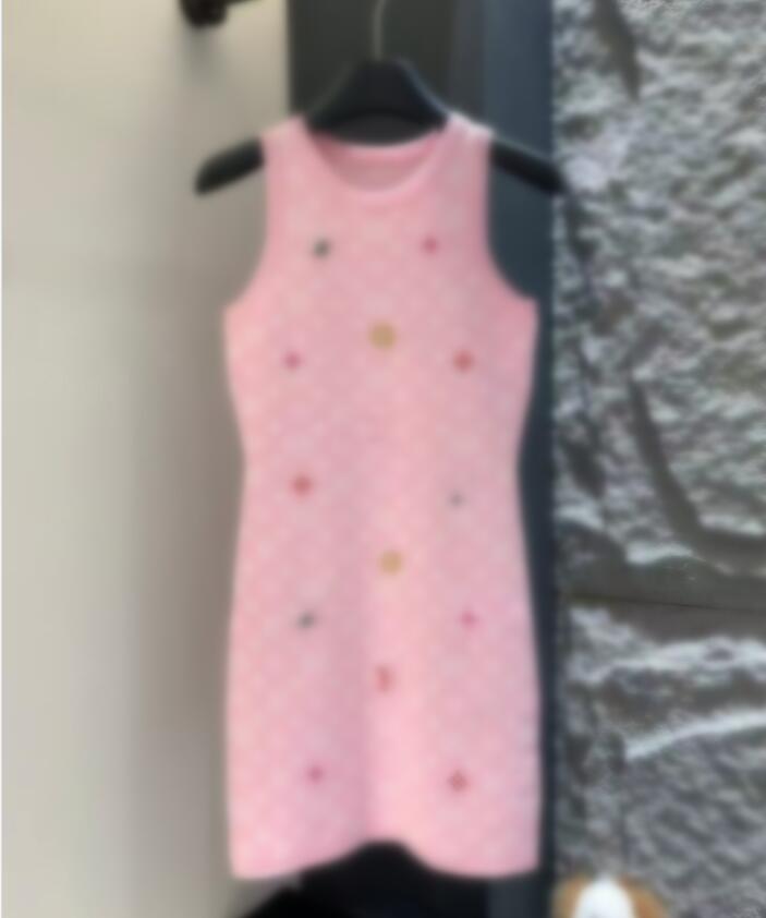 Designer Womens Casual Dresses Summer New pink Blue Yellow Outdoor Sexy Embossed Embroidered Vest Womens Dress