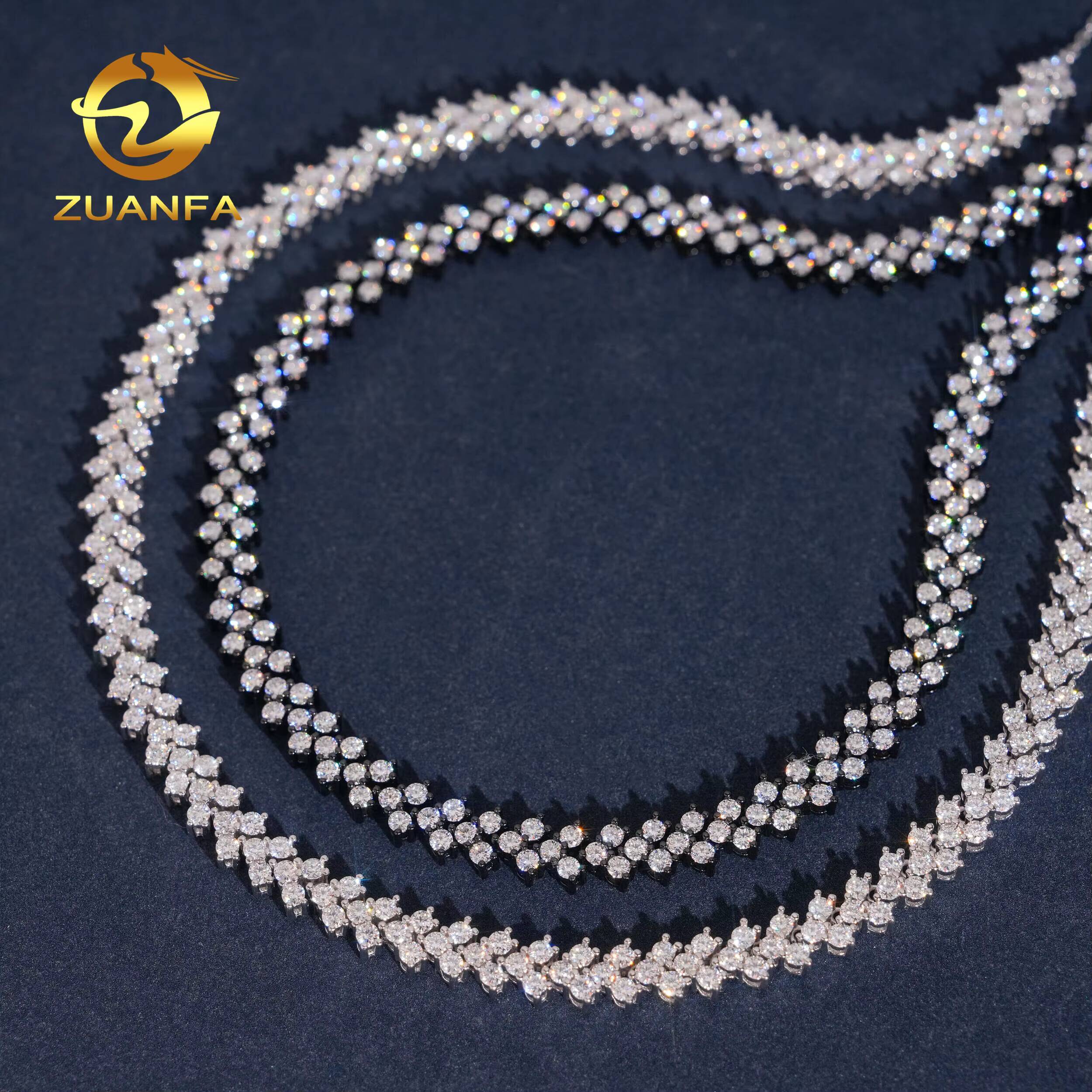 New Design 6mm Tennis Chain Moissanite Pass Diamond Test 925 Silver Gold Plated Grace Design Necklace