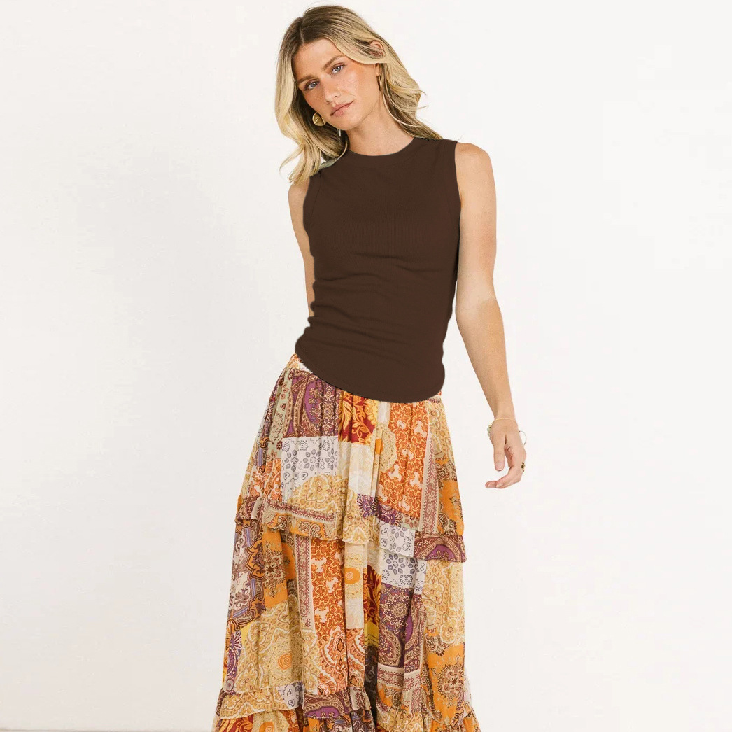 2025 Spring and Summer New Product Y2K Solid Color Slimming Thread Sleeveless Waist Top for Women
