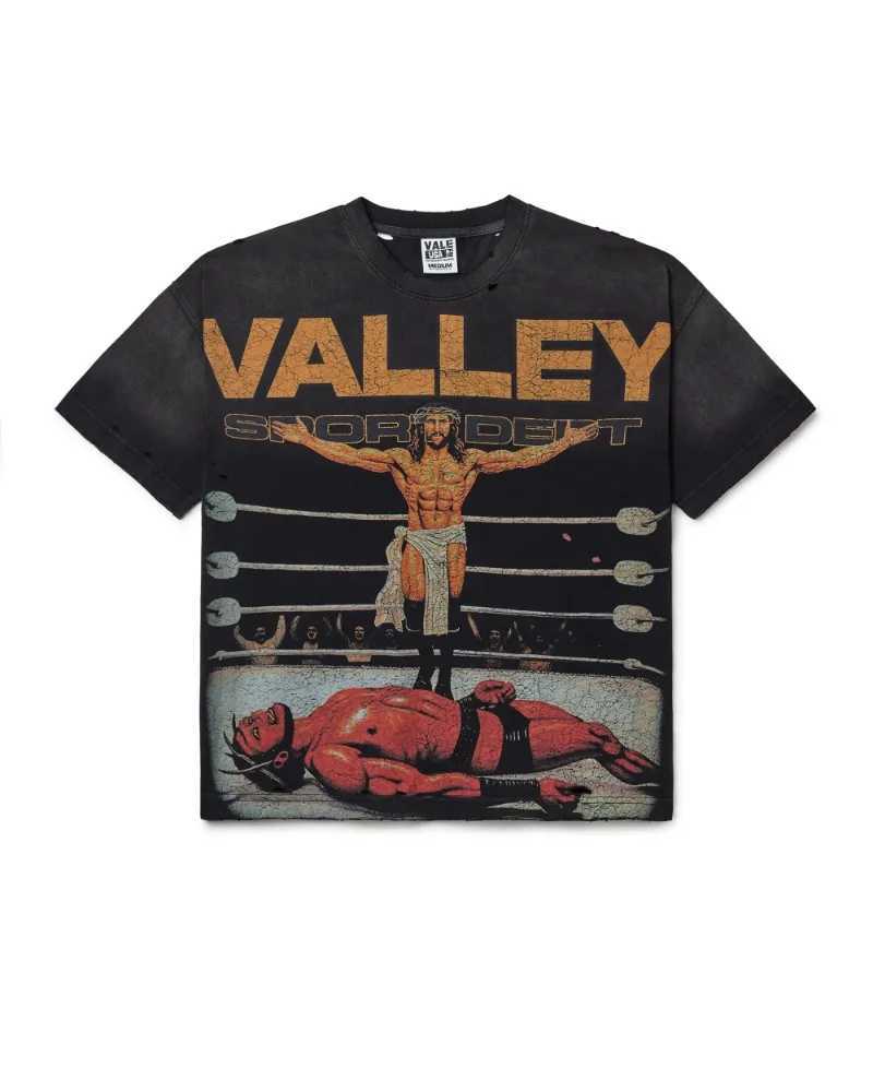 European and American Trendy Brand VALLEY Strtwear Tops Men Retro Harajuku Y2K Super Large T-shirt Loose Casual Short SlvesC250418