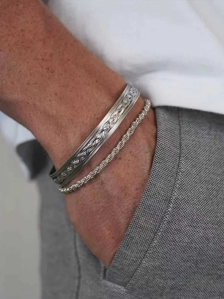 New Simple 925 Sterling Silver Jewelry Twisted Chain Bracelet for Men Hip Hop Women Fashion Bracelet Party Accessories Wholesale Y250329