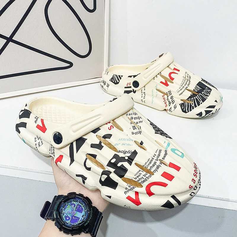 Summer mens slippers casual sports shoes thick soled garden dinner lights jet mens EVA water shoes outdoor beachXJ250401